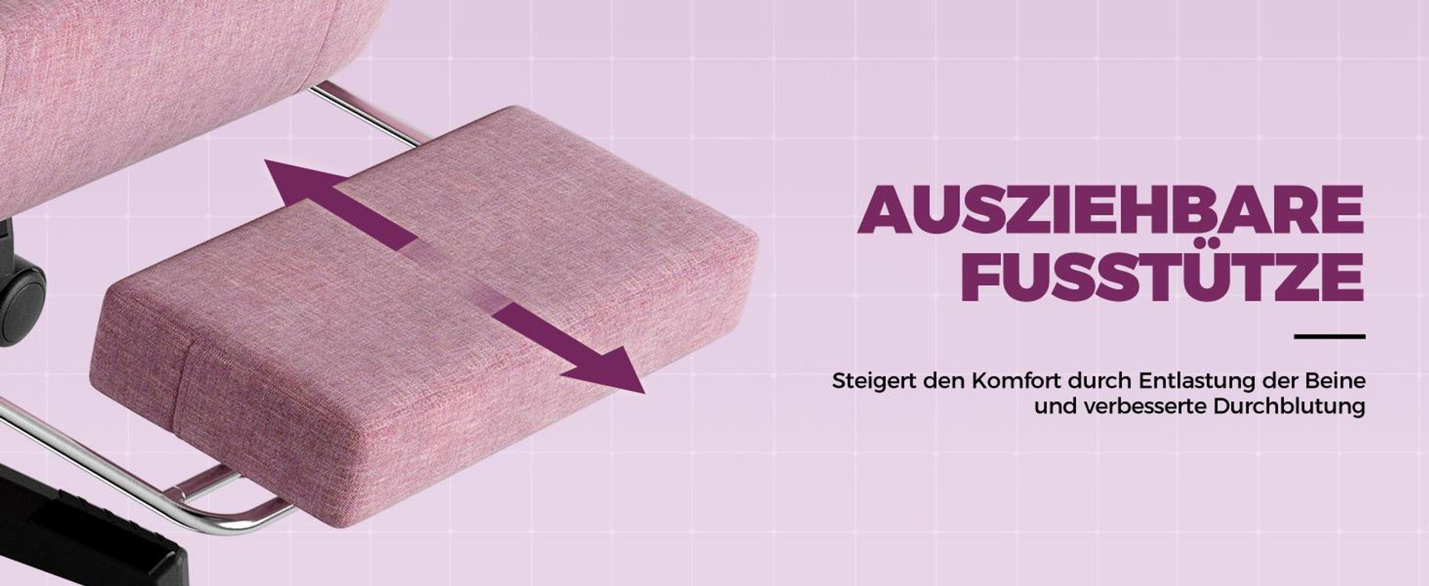 GTPLAYER Gaming Stuhl Ergonomischer Gaming Sessel Schreibtischstuhl Bürostuhl mit Stoffoberfläche Federsitzkissen, Verbindungsarmlehnen, mit Fußstütze