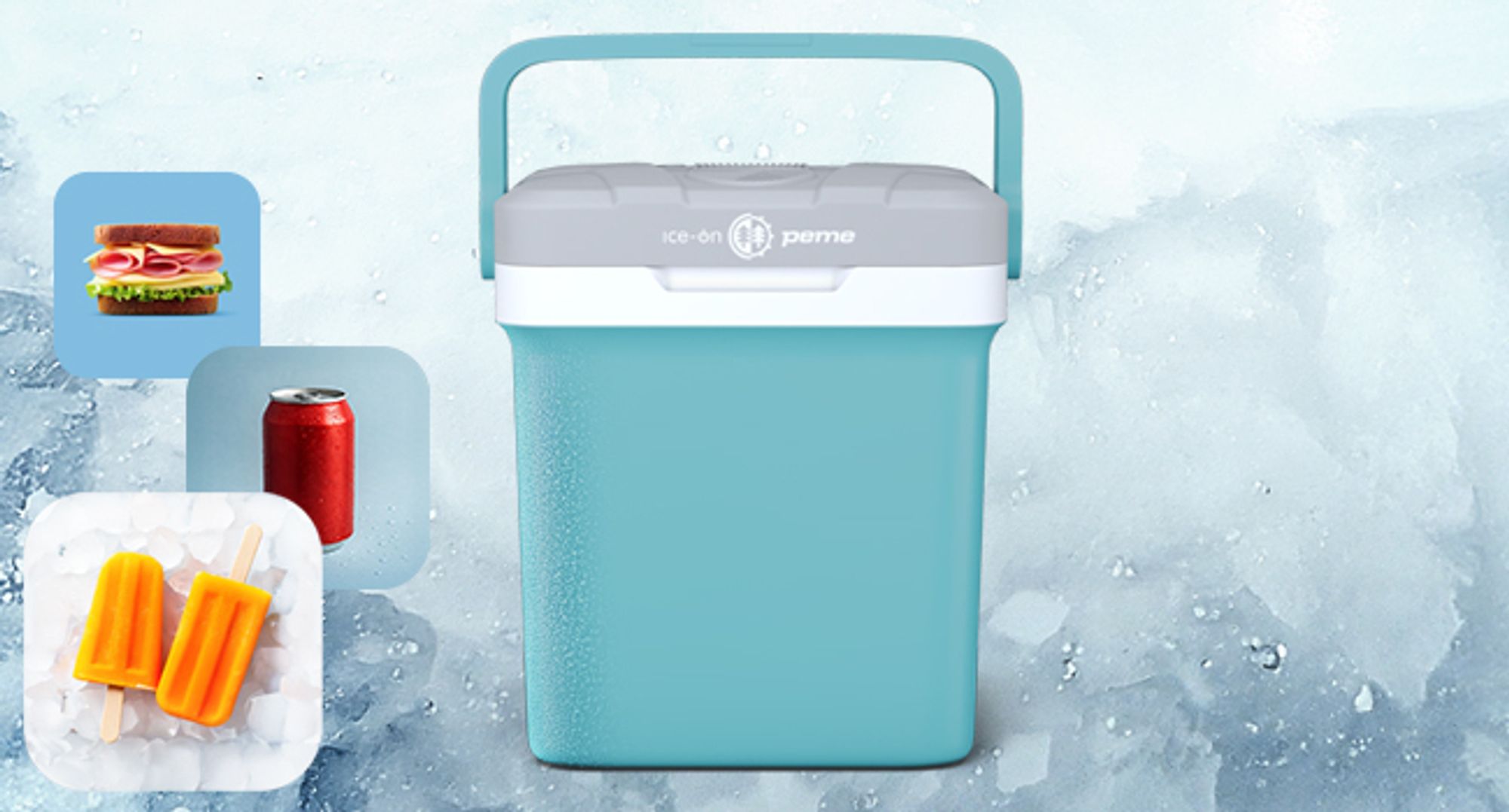 PEME Essential 23L Elektrická chladnička 12 V, 230 V – termoelektrická chladicí taška do auta, na kempování, mini lednička, box na ohřev jídla, USB, ECO, přenosná, cestovní, tyrkysová