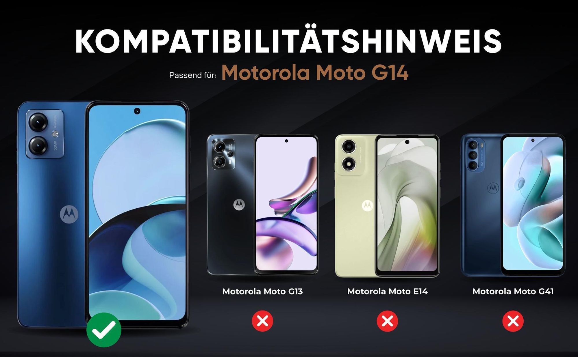 Kompatibilitätshinweise Hülle für Motorola Moto G14