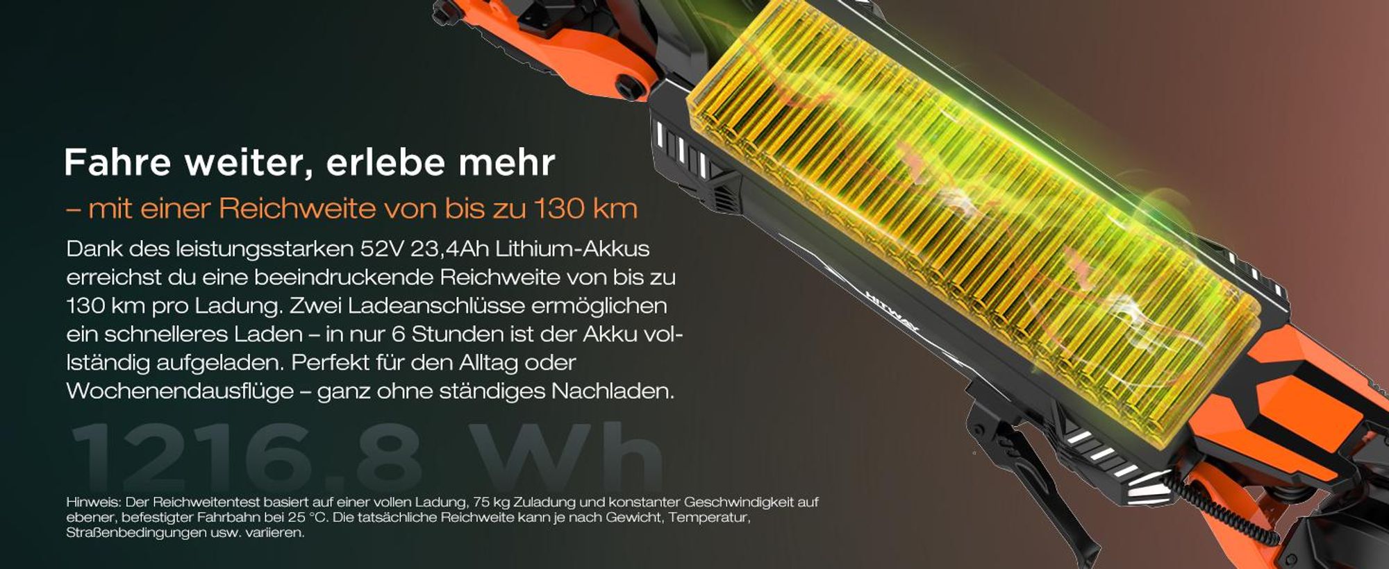 HITWAY E Scooter mit Straßenzulassung ABE, Elektroscooter mit 250W*2 Motor Spitze 1800*2, 10 " Offroad Luftreifen ,52V 23.4Ah,APP, NFC,Max 100 KM,IPX6