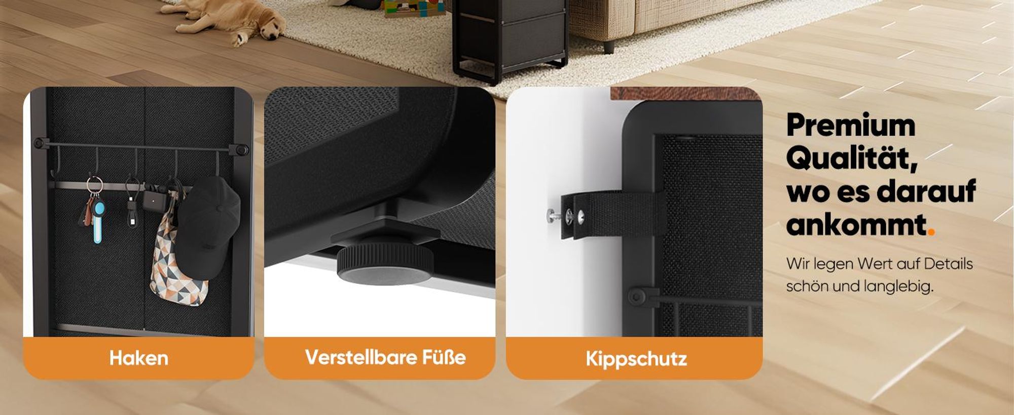 HOKEEPER Kommode, Kommoden mit 6 Schubladen aus Stoff, Schrank für Schlafzimmer,Sideboard Wohnzimmer, Chest of Drawers mit Stabiler Stahlrahmen