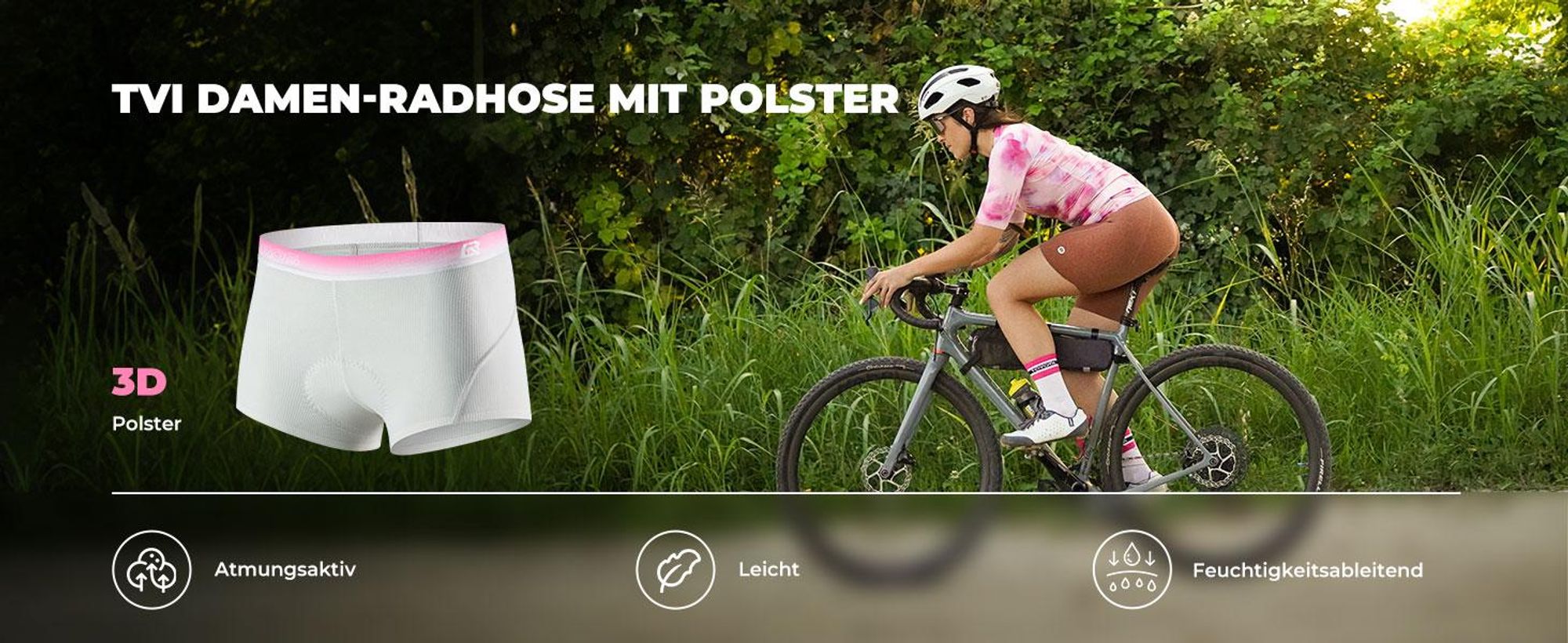 ROCKBROS Radunterhose Damen Mit 3D Gel Gepolstert Radsport Unterwäsche Radlerhose Kurz Atmungsaktiv Schnelltrocknend Grau Größe S