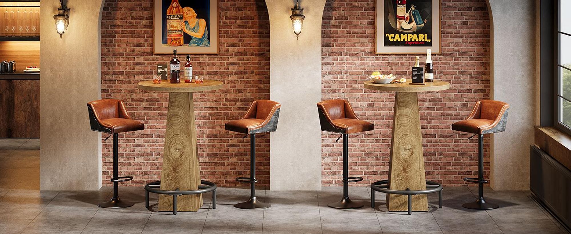 Bartisch, 95 cm hoher runder Stehtisch mit Metallfußstütze, Bistrotisch
