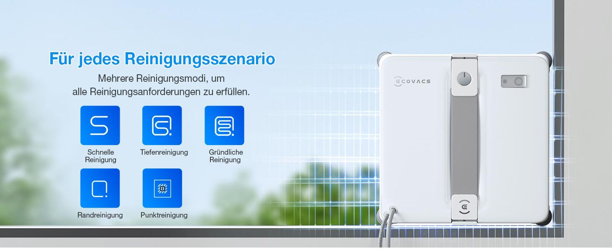 ECOVACS WINBOT Mini 2 Fensterputzroboter mit 1L Original Fensterreinigungsflüssigkeit, Smarte Navigation, 6 App-Modi, 10-Stufiges Sicherheitssystem