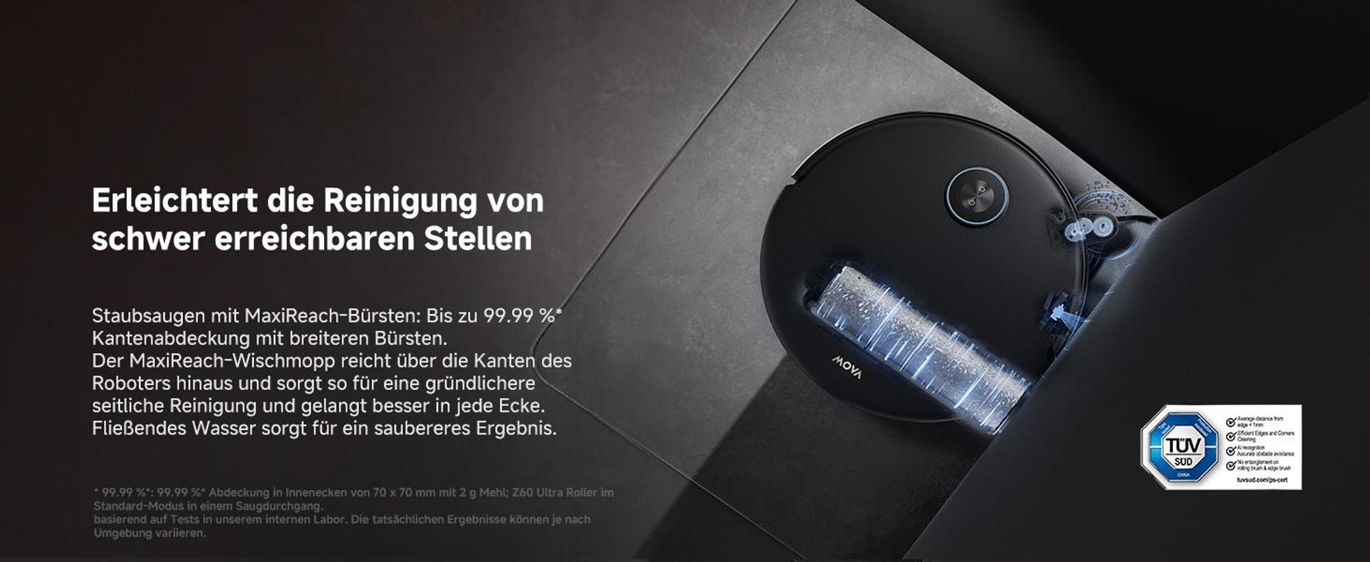 MOVA Z60 Ultra Roller Complete Saugroboter 28.000 Pa, HydroForce™ Hochdruck-Wischen, AutoShield™ Teppichschutz, StepMaster™ 2.0, FlexScope™ Navigation