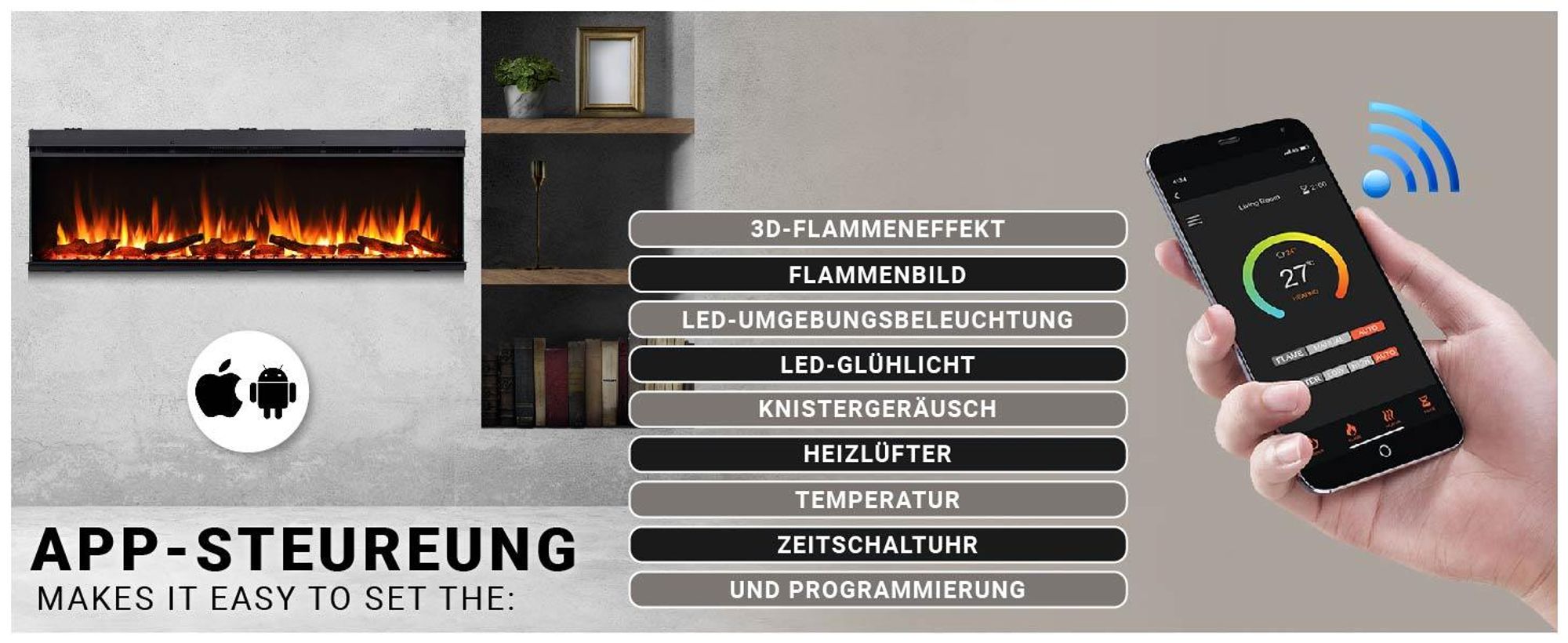 Elektrokamin BALDERIA Athena 60 - Einbaukamin - Schwarz