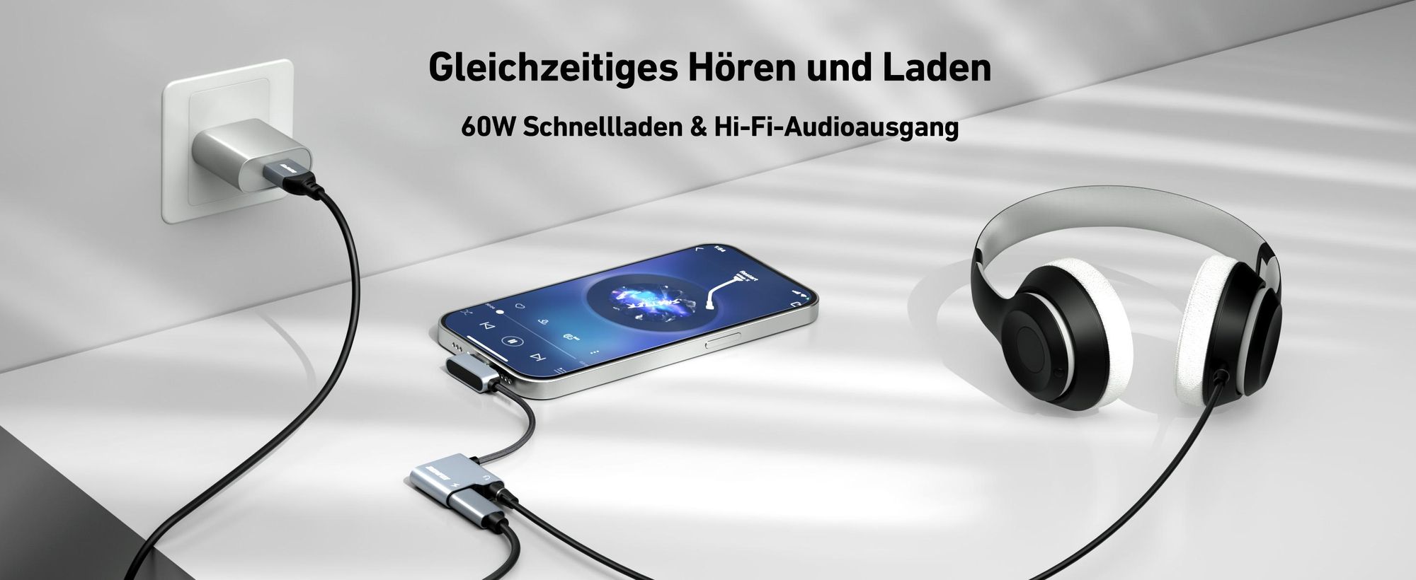 BENFEI Kabeladapter USB C auf Audio Adapter mit 60W PD und DAC