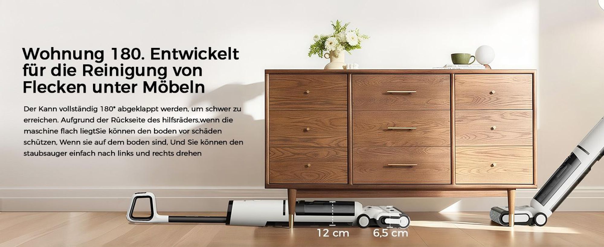 Nass-Trocken-Akkusauger 2026 Nass Trockensauger,180° Lay-Flat- Redkey W15 PRO - 65°C Flashdry,45 Min Laufzeit, 3-seitige Reinigung, 22 kPa Saugeleistu