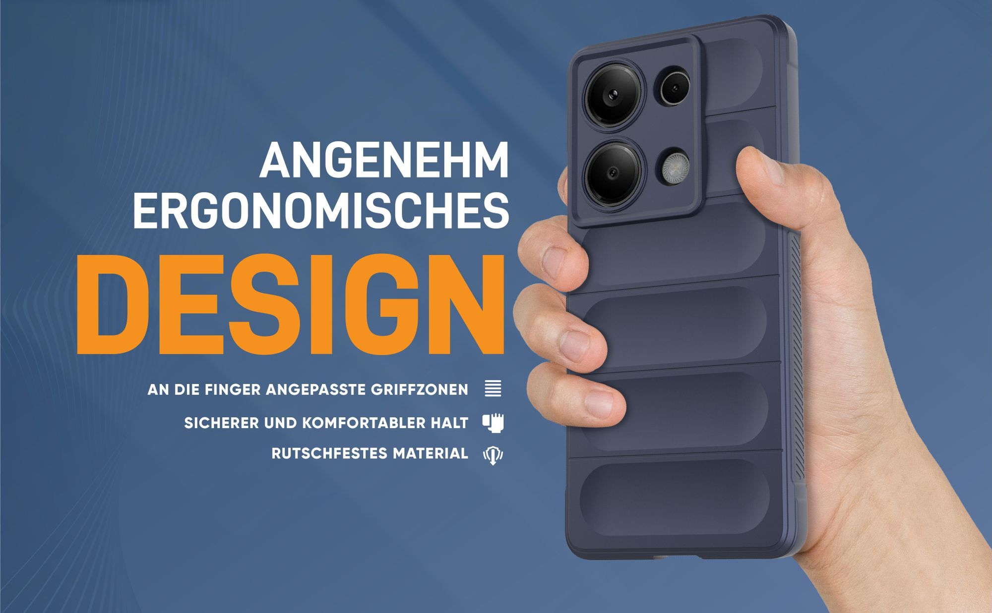 Blaue rutschfeste Hülle für Xiaomi Redmi Note 13 Pro mit weichem Mikrofaser Inlay