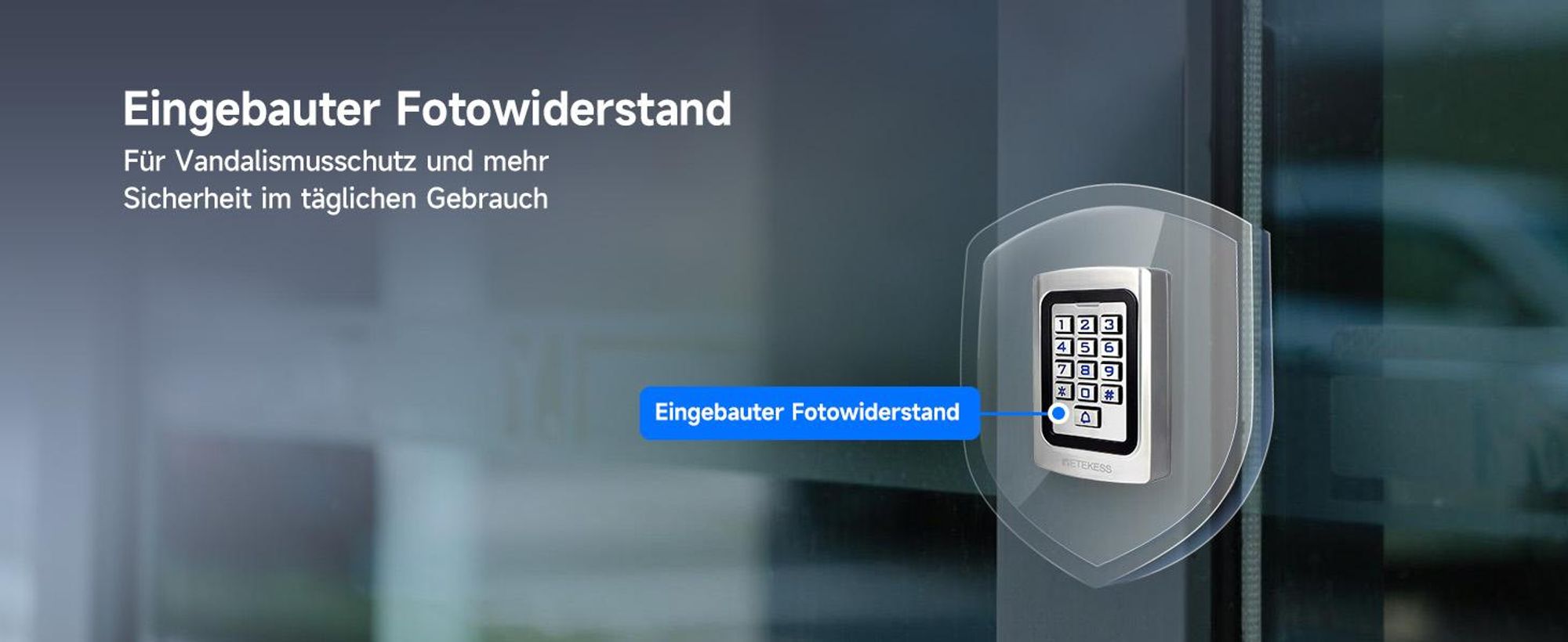 Retekess T-AC04 Smart Türschloss IP68 Zugangssystem PIN 125KHz RFID Wasserdicht Hinterleuchtet Diebstahlsicherung, Geeignet für Apartment Geschäfte