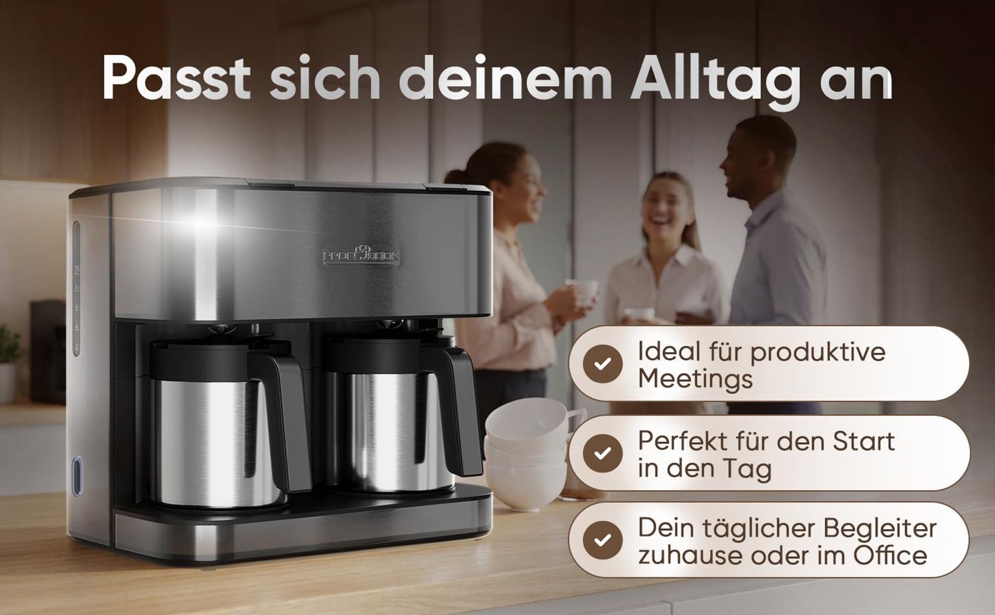 ProfiCook® Doppel Kaffeemaschine mit Thermoskanne | 24 Tassen | 2 Kannen | Einzel-/Kombibetrieb | Filterkaffeemaschine | PC KAD 1307 inox