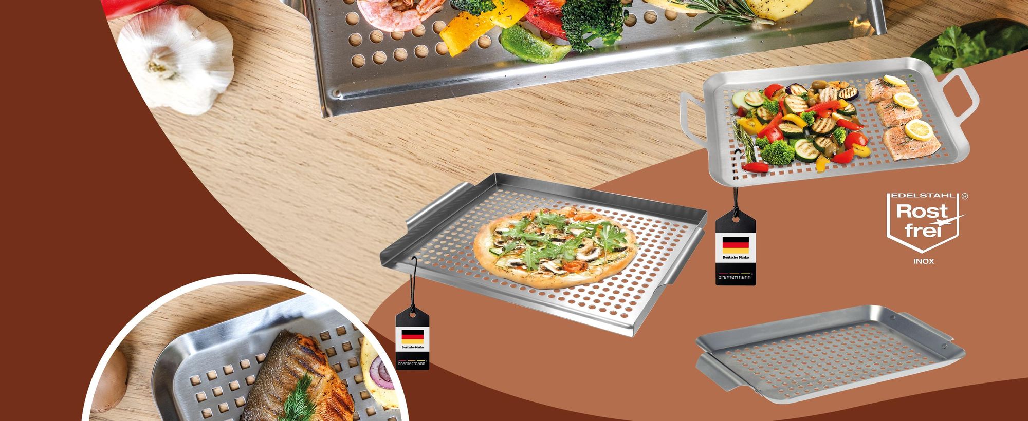 Grillplatte in der Küche mit Gemüse