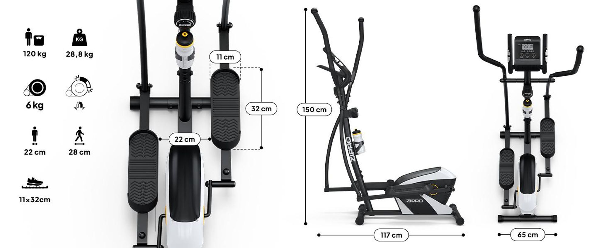 Zipro ZIPRO Shox RS Magnetic cross trainer Nero, Argento