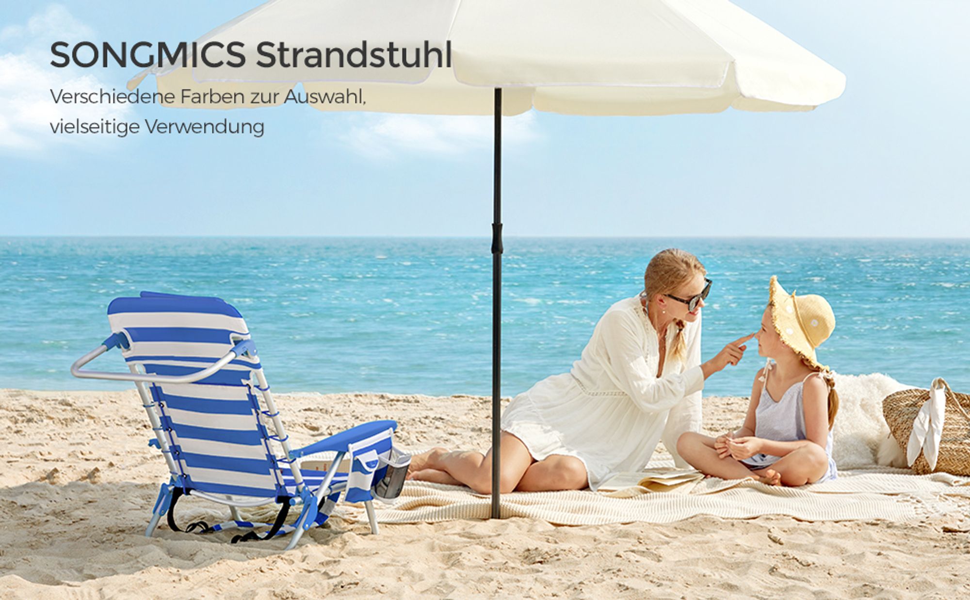 SONGMICS Campingstuhl Strandstuhl, Klappstuhl,mit Kopfstütze