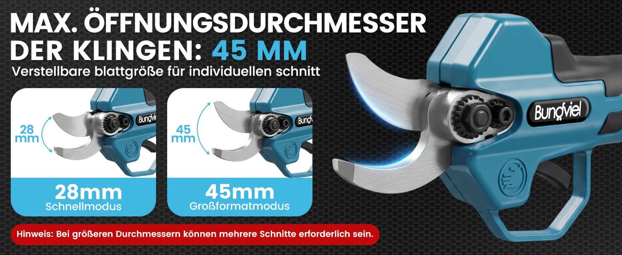 Akku-Astschere Bürstenloser Motor, Elektrische Gartenschere kompatibel mit Makita 18V Akku, mit 2x 2Ah Akku, 28-45mm Schnittdurchmesser für Zweige