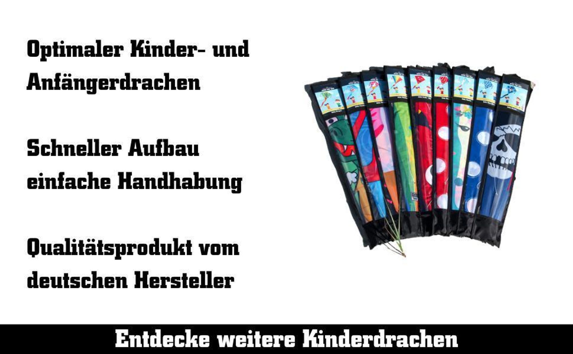 Wolkenstürmer Kinderdrachen Eddy Pünktchen (rot), Einleinerdrachen mit Glasfasergestänge - flugfertig inkl. Schnur