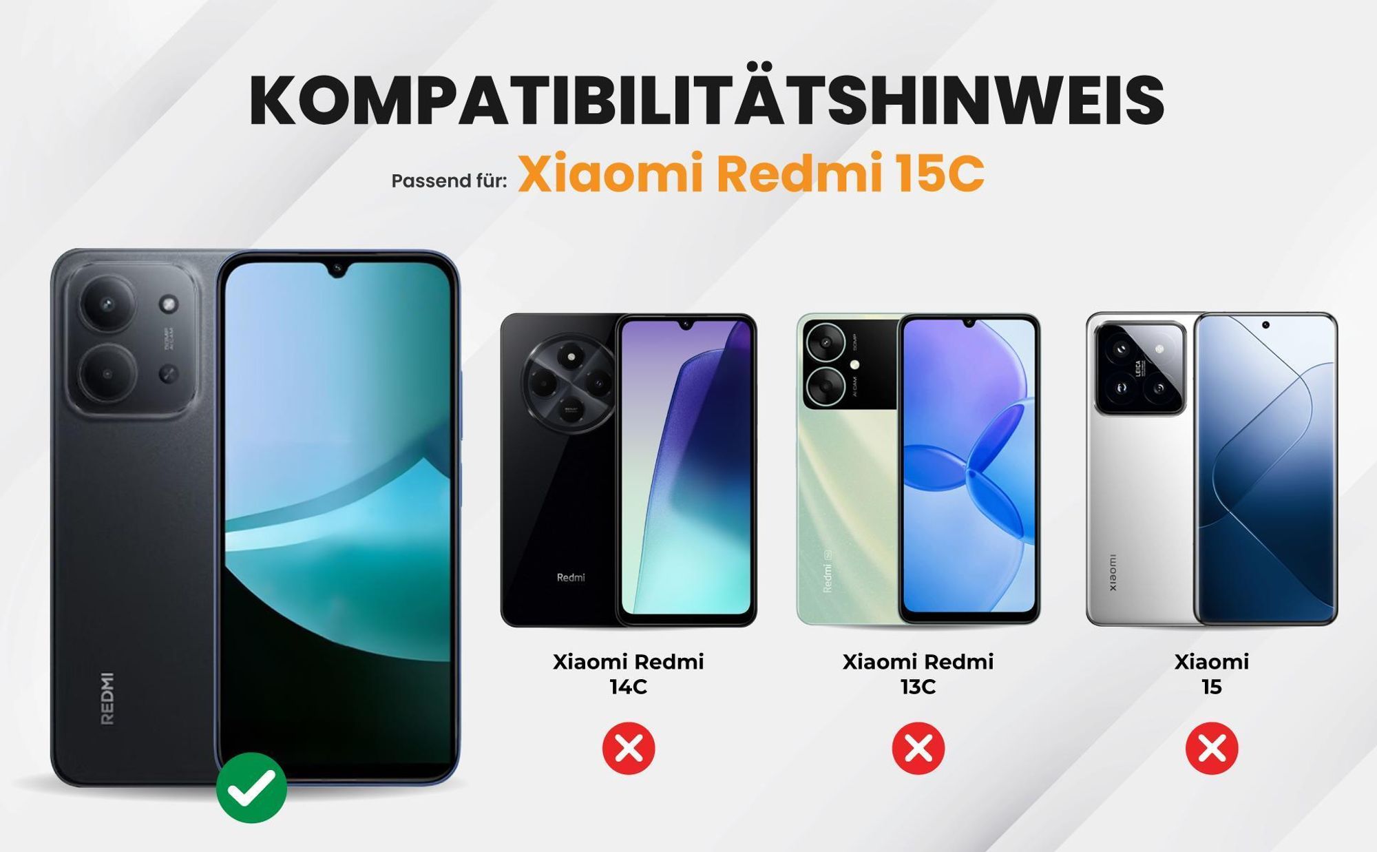 Kompatibilitätshinweise Hülle für Xiaomi Redmi 15C