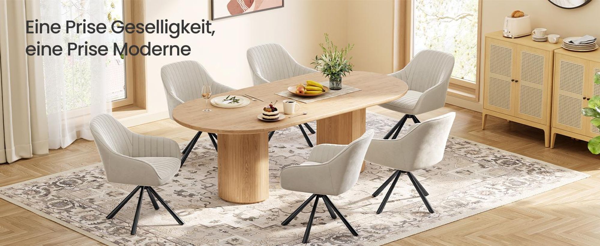 SONGMICS Esszimmerstuhl, Küchenstuhl, Sessel drehbar, Samt bis 120 kg cappuccinobeige