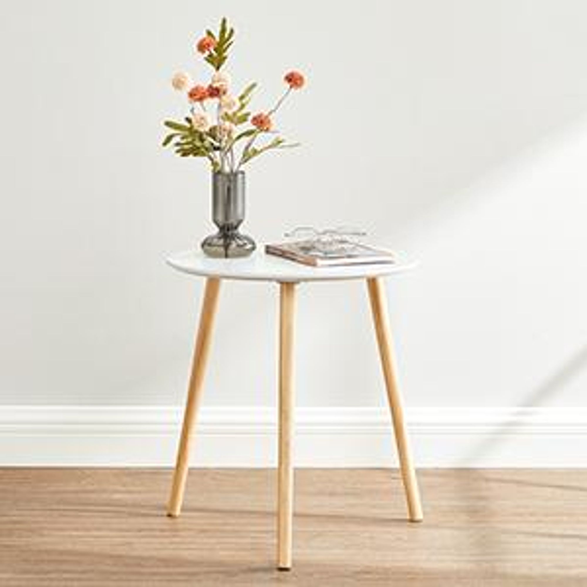 VASAGLE Beistelltisch, rund, Beinen aus Massivholz, 2er Set, Ø 45/35cm