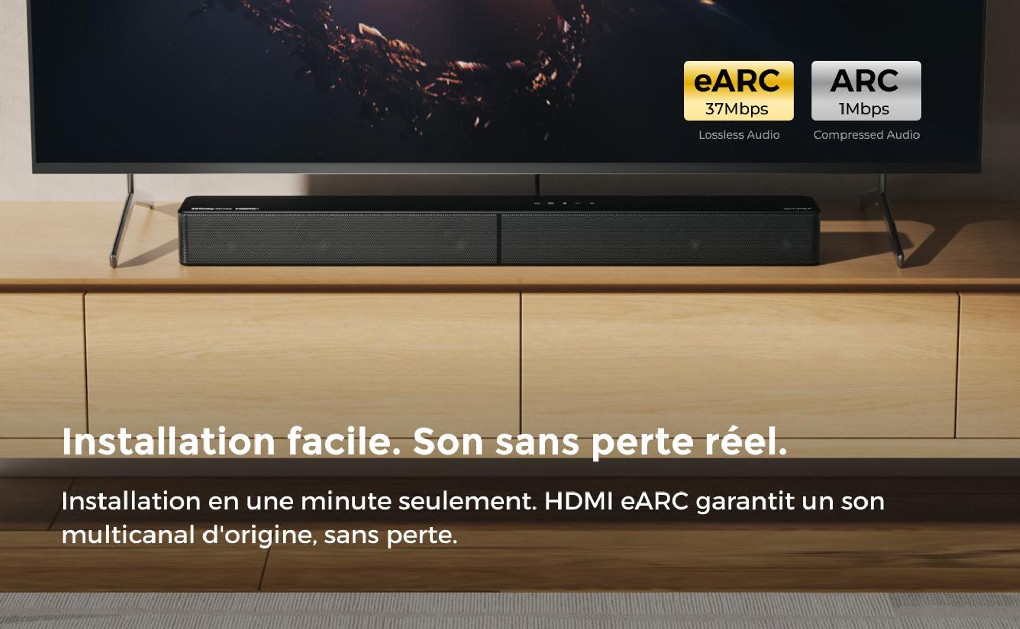 Barre de son ULTIMEA 5.1 Dolby Atmos, Système de son Home Cinéma avec caisson de basses, puissance 340W, contrôle par application, Bluetooth 5.4