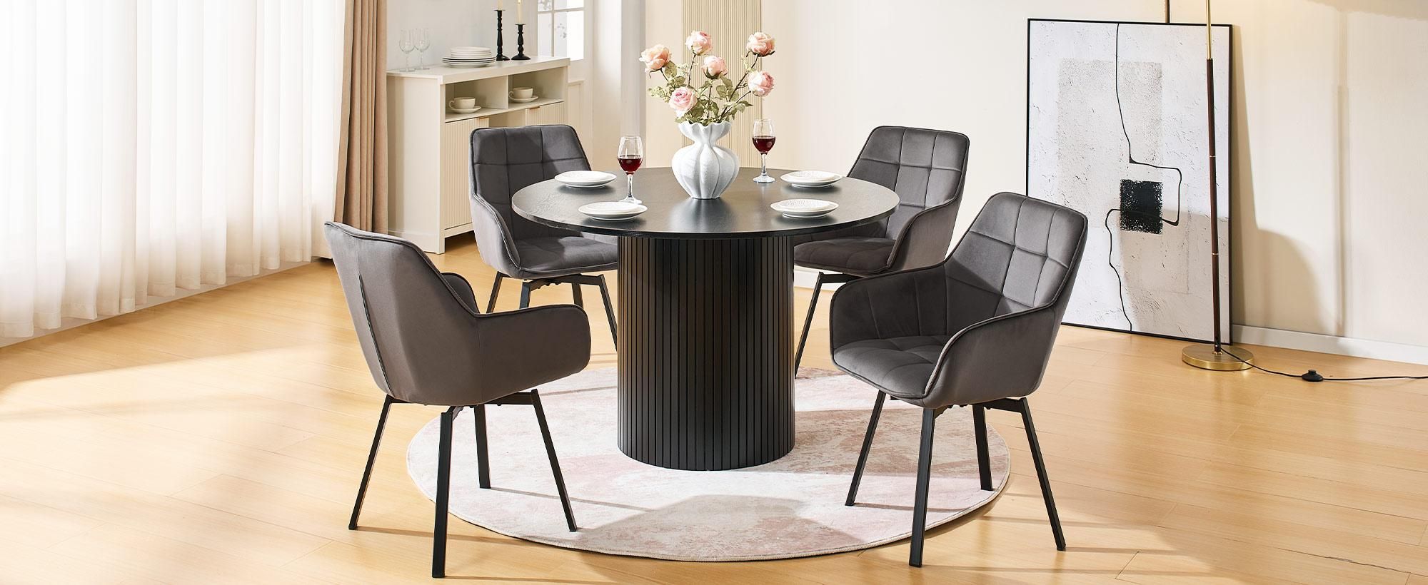 CLIPOP Esszimmerstühle 2er Set, Esszimmerstühle Drehbar Samt gepolstert Sessel für Esszimmer Küche, Grau