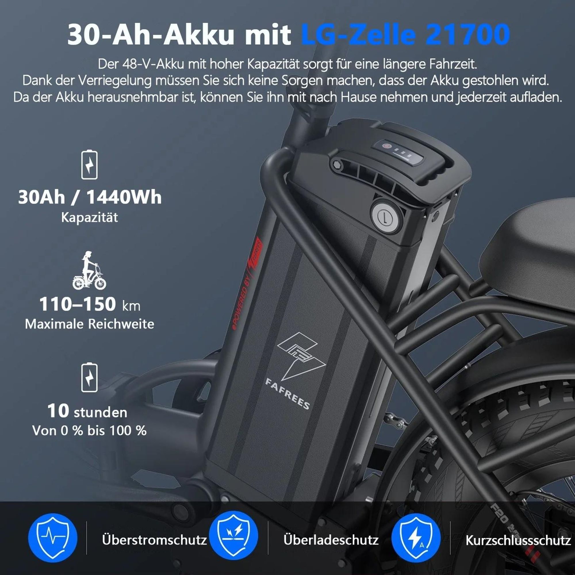 Electric Bike FAFREES F20 Max - Batterie 48V30AH 20" Reifen Mechanische Scheibenbremse - Schwarz
