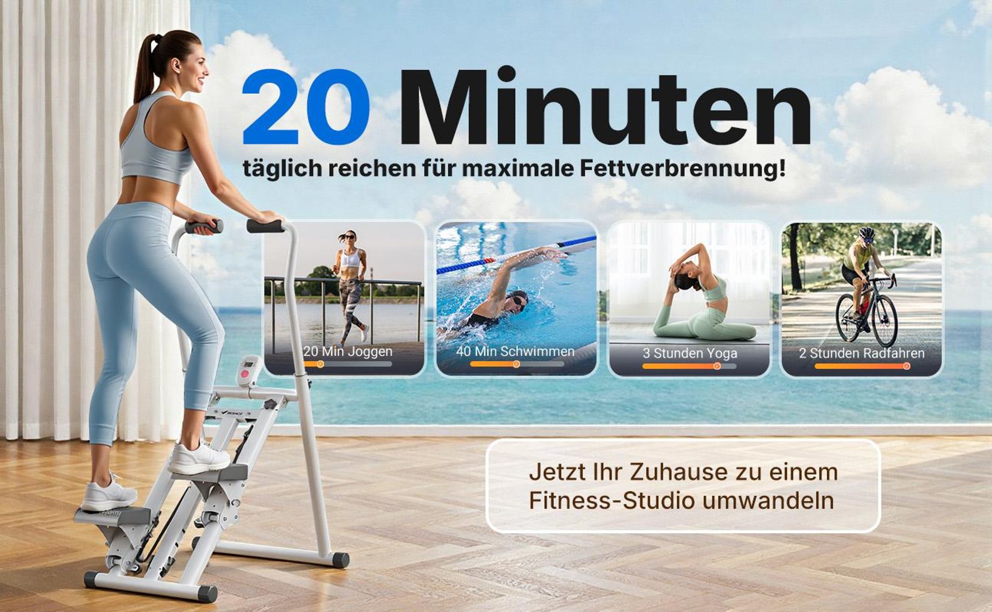 Stepper für Zuhause – 2026 Treppensteiger, vertikaler Klettertrainer, Ganzkörper-Workout, rutschfeste Pedale, langlebiges Fitnessgerät