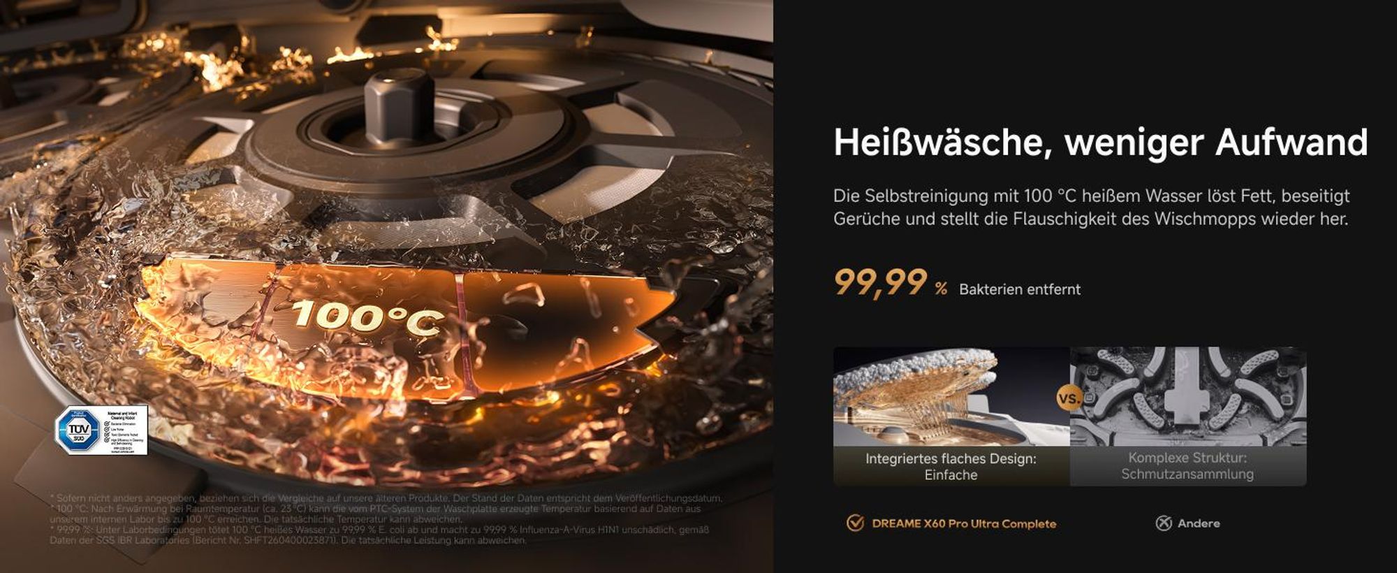 DREAME X60 Pro Ultra Complete Saug- und Wischroboter mit Wischfunktion,42KPa,DuoBrush 2.0,KI Omni 3.0,10cm Anhebung,100°C Wischmopp,100% Entwirrung