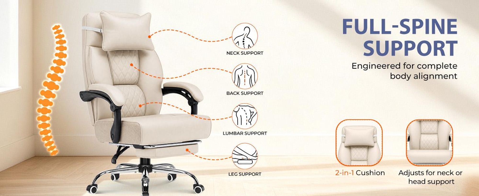 Silla de juego GTPLAYER con reposapiés, multifuncional, de cuero sintético, con capacidad de hasta 130 kg. Silla de oficina ergonómica con reposacabezas, respaldo ajustable de 90° a 135° y asiento de 53 cm