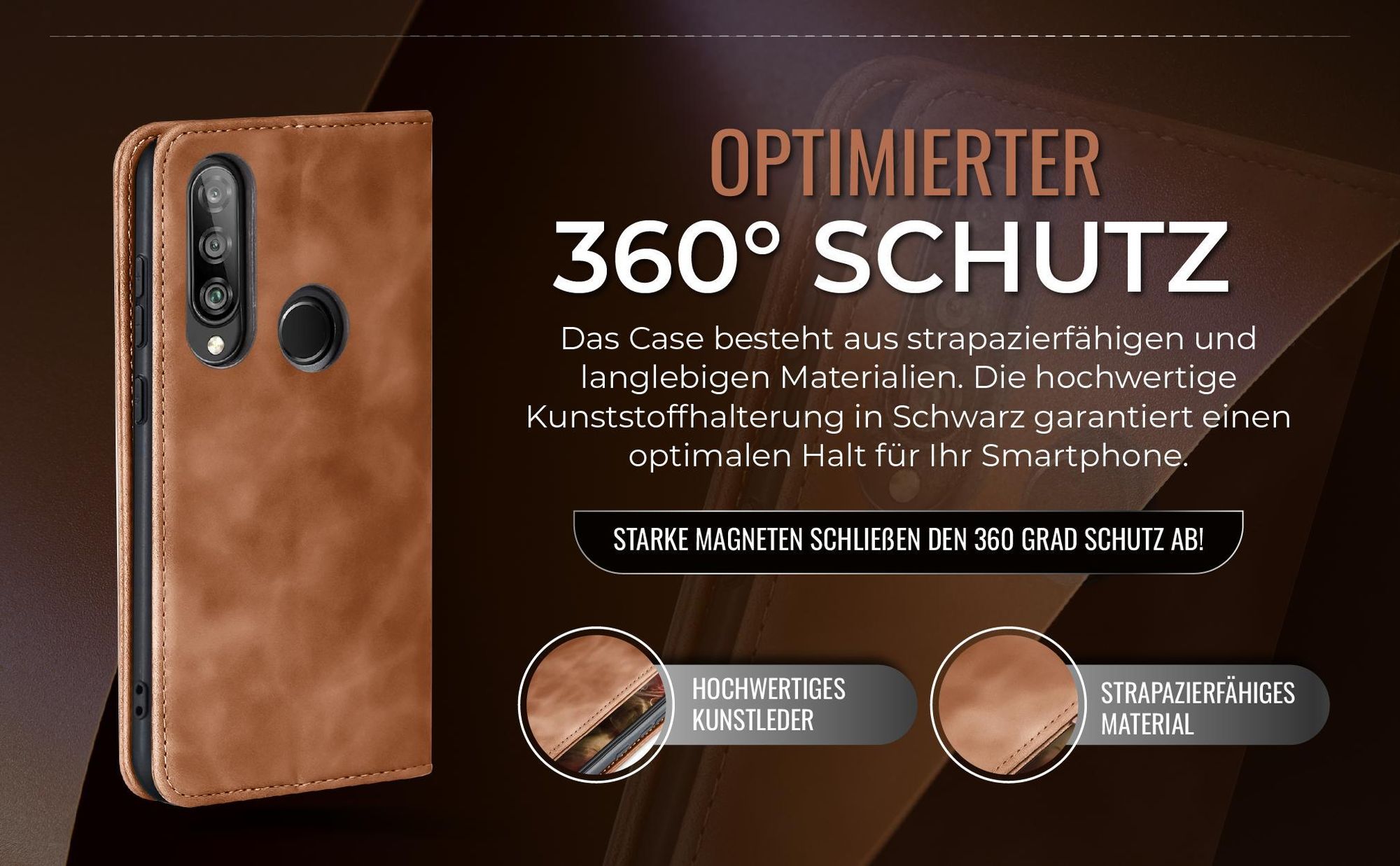 Hellbraune Handyhülle für Huawei P30 Lite mit 360 Grad Schutz