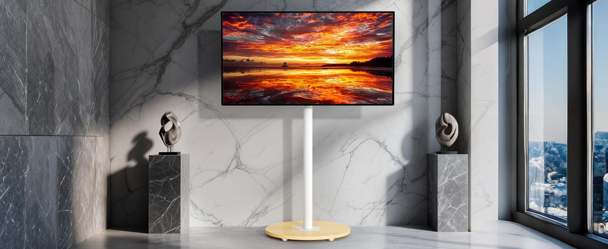 WISFOR TV Standfuss Höhenverstellbar, TV Ständer Rollbar, TV Bodenständer für 40-75 Zoll Fernsehstand, VESA 600x400mm, bis Max 50kg