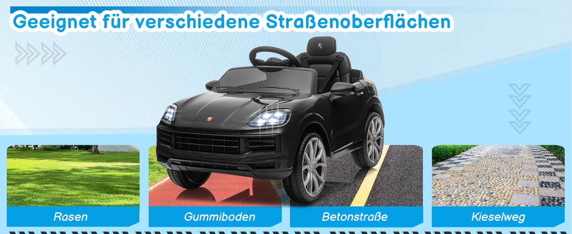 FCH Kinder Elektroauto 12V Kinderauto Elektrisch 2,4G-Fernbedienung, Porsche Cayenne Elektrofahrzeuge mit MP3, Musik, Hupe, LED-Leuchten (schwarz)