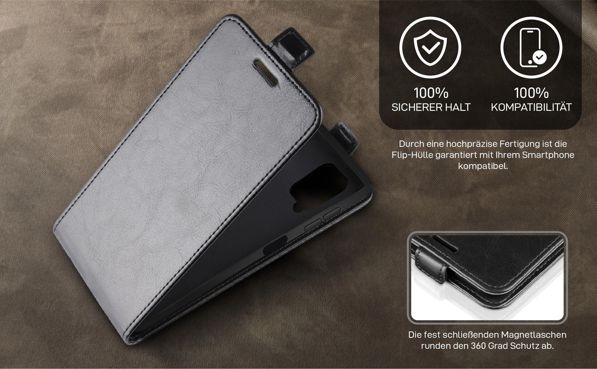 Smartphone Case in Schwarz für Samsung Galaxy A22 mit Magnetlasche