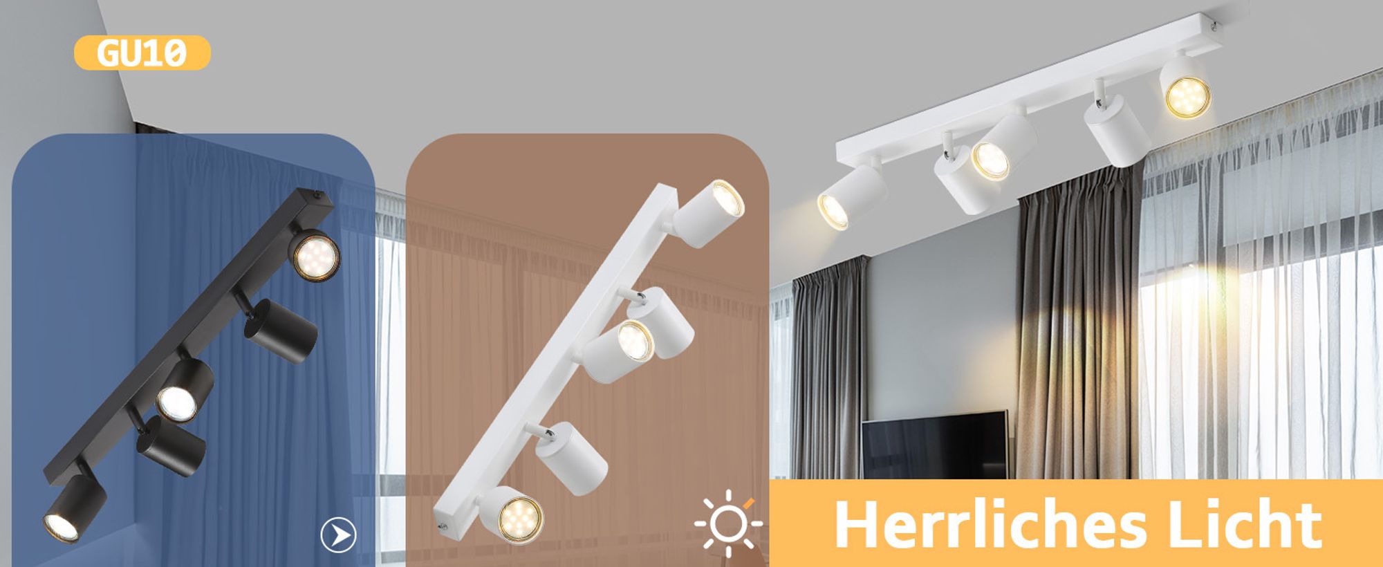 ZMH LED Deckenstrahler Deckenleuchte Weiß 5 Flammig Deckenlampe GU10 Metall Deckenspots Schwenkbar 350° für Wohnzimmer Schlafzimmer Flur