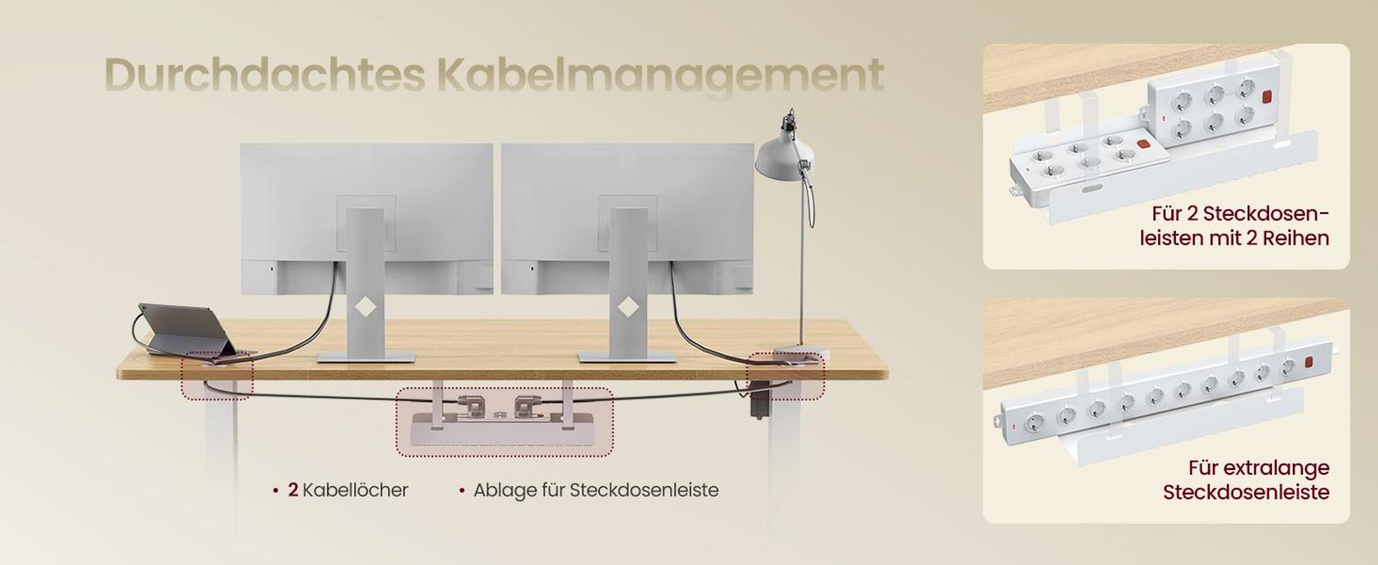 VASAGLE Höhenverstellbarer Schreibtisch, 140 cm, USB-C-Anschluss, Ablage für Steckdosenleiste, Erinnerung bei langem Sitzen, 3 Speichertasten
