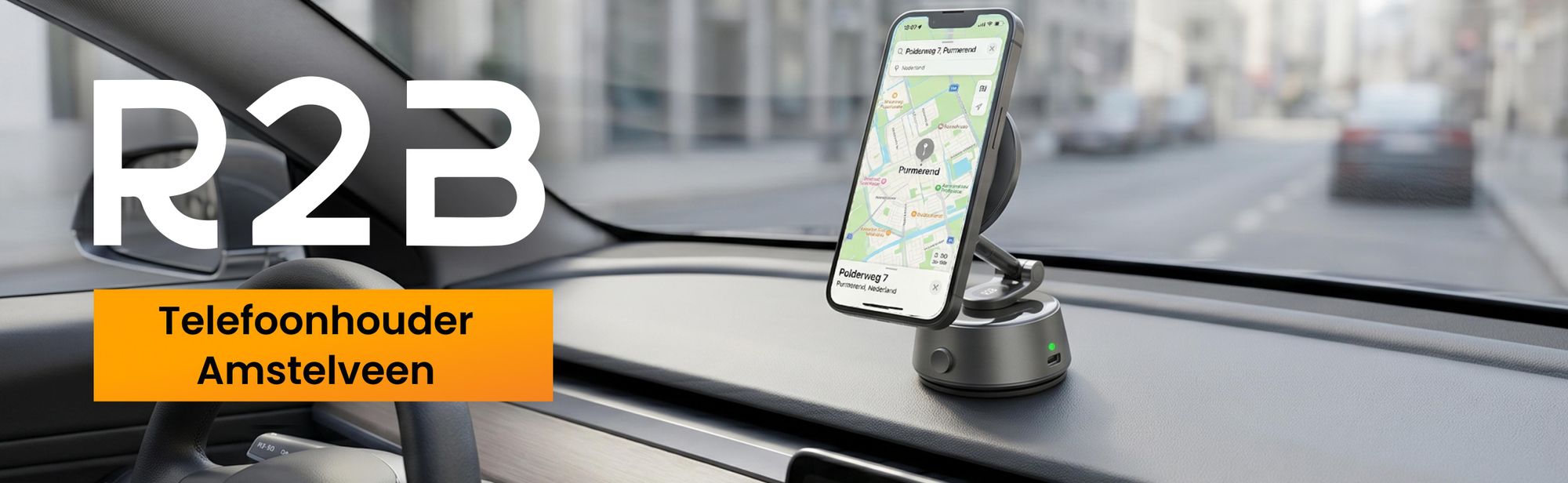 R2B Autohouder voor smartphones met elektrische vacuümzuignap, magnetisch en inklapbaar, geschikt voor dashboard en raam, compatibel met MagSafe