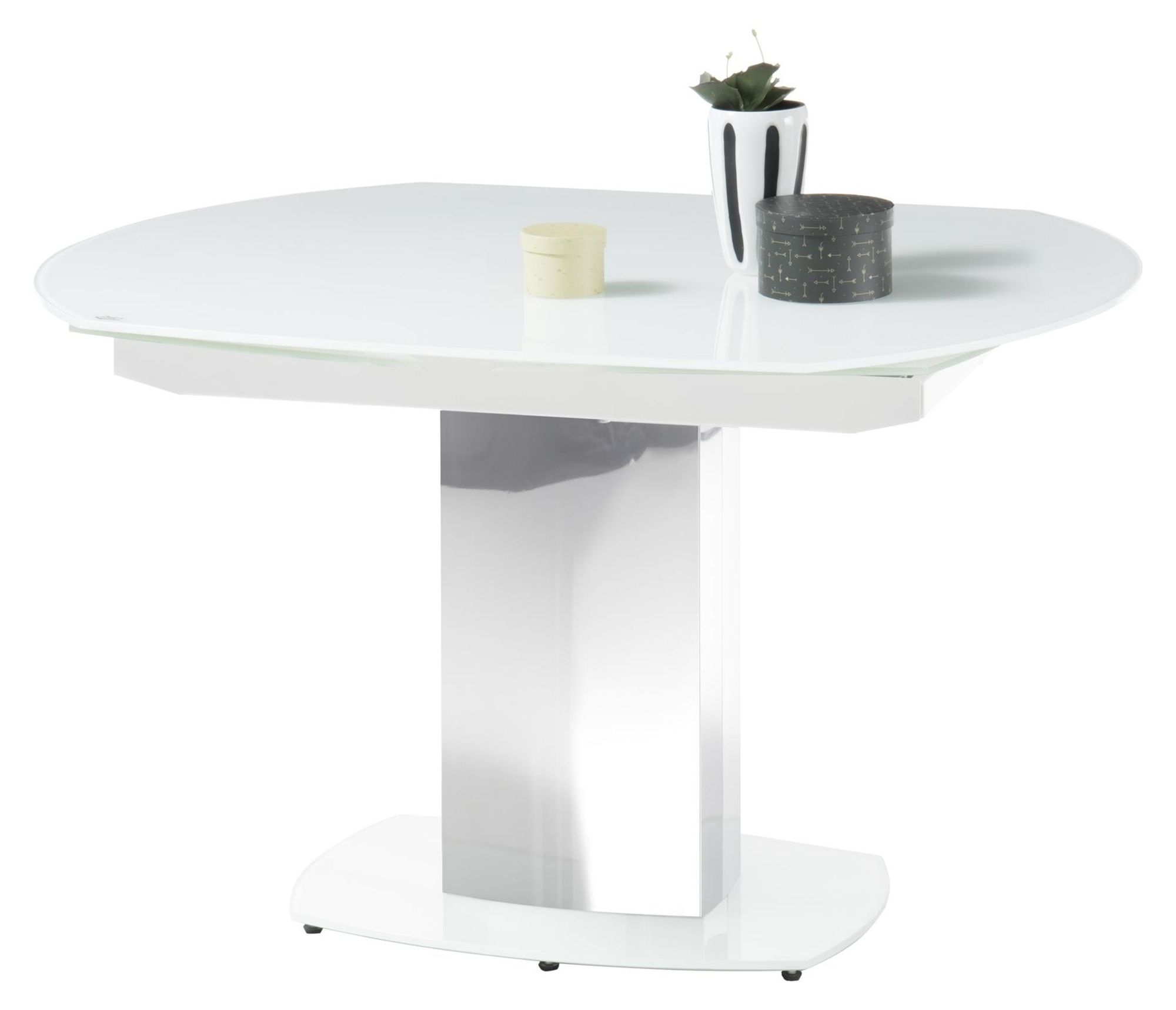 Esstisch "Jackson" – moderner Säulen-Esstisch mit Drehauszug und Sicherheitsglas