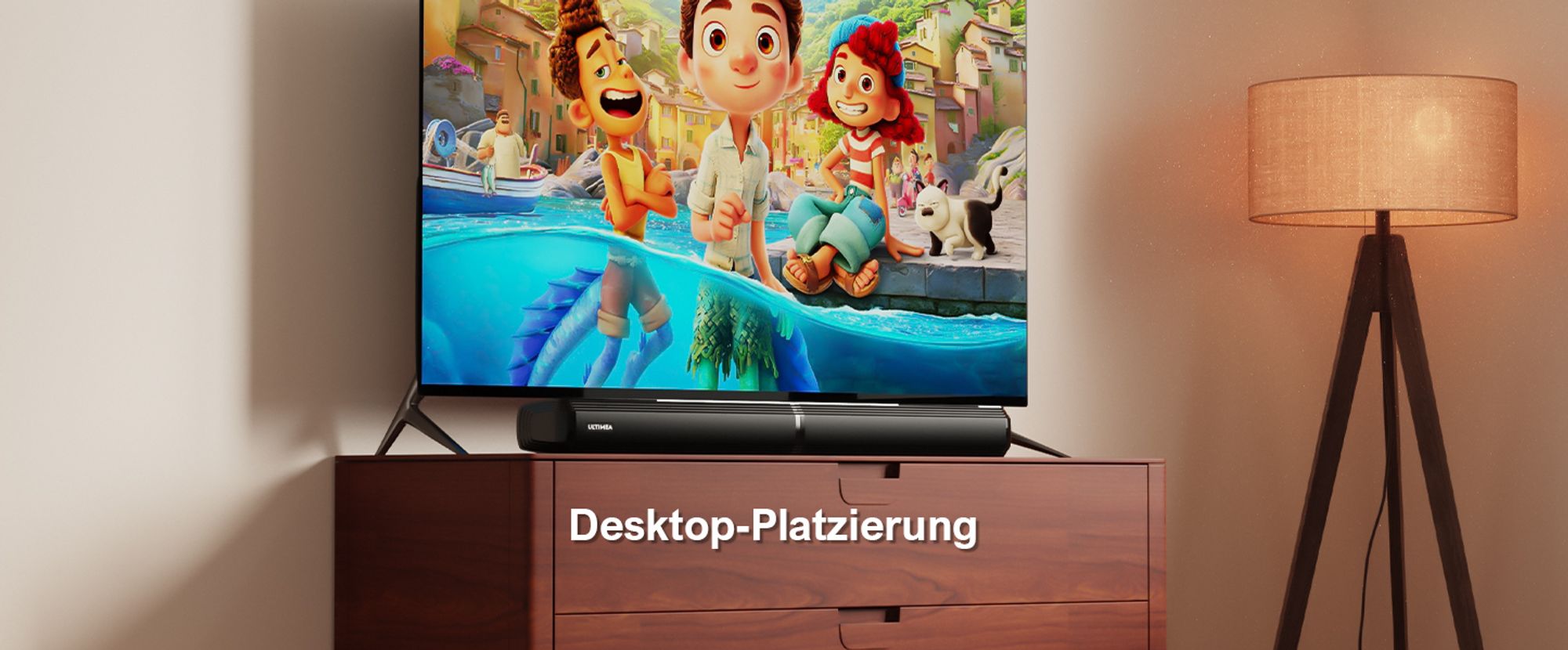 ULTIMEA Soundbar für TV Geräte, teilbare 2-in-1 Soundbar 100W Bluetooth® 5.3, TV-Lautsprecher mit 3 EQ-Modi und verstellbarem Bass, ARC/Optisch/Aux