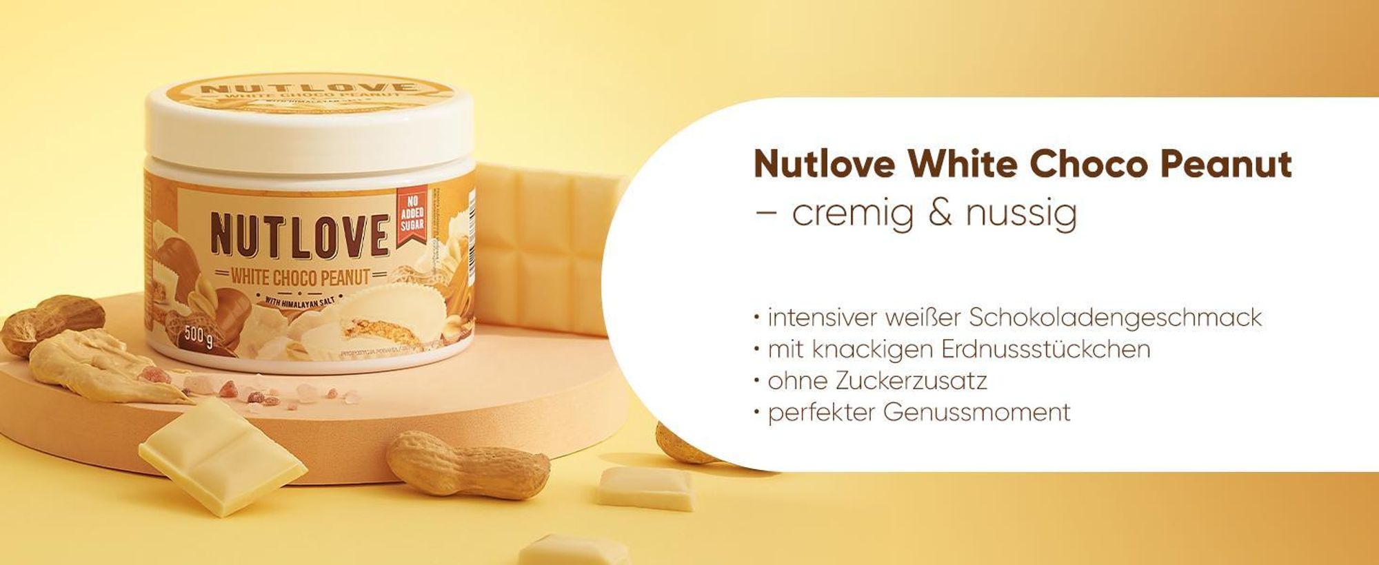 ALLNUTRITION Nutlove White Choco Peanut 500g Weisse Schokolade Mit Nüssen Ohne Zucker