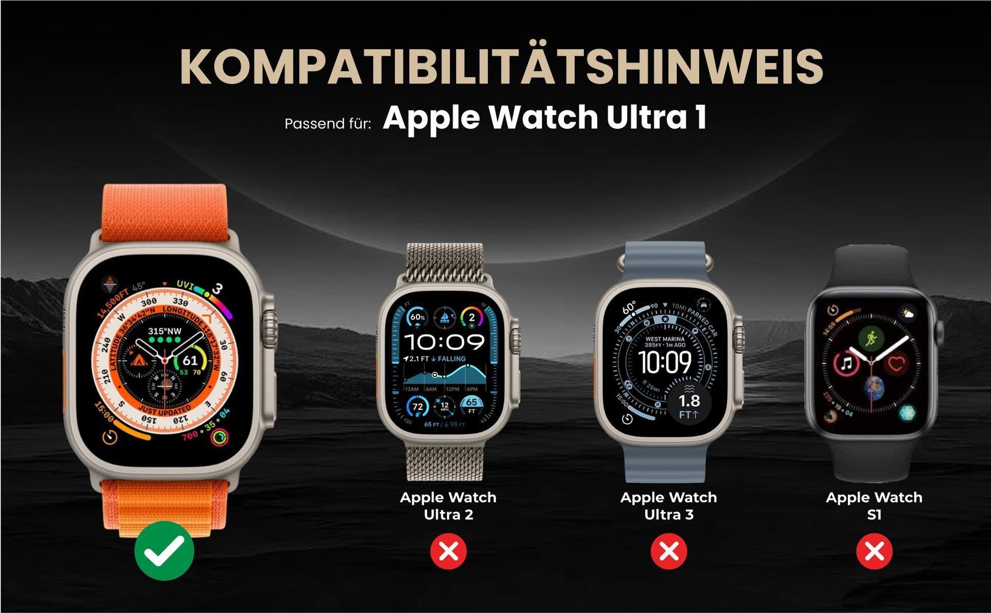 Kompatibilitätshinweise Armband für Apple Watch Ultra 1 49mm