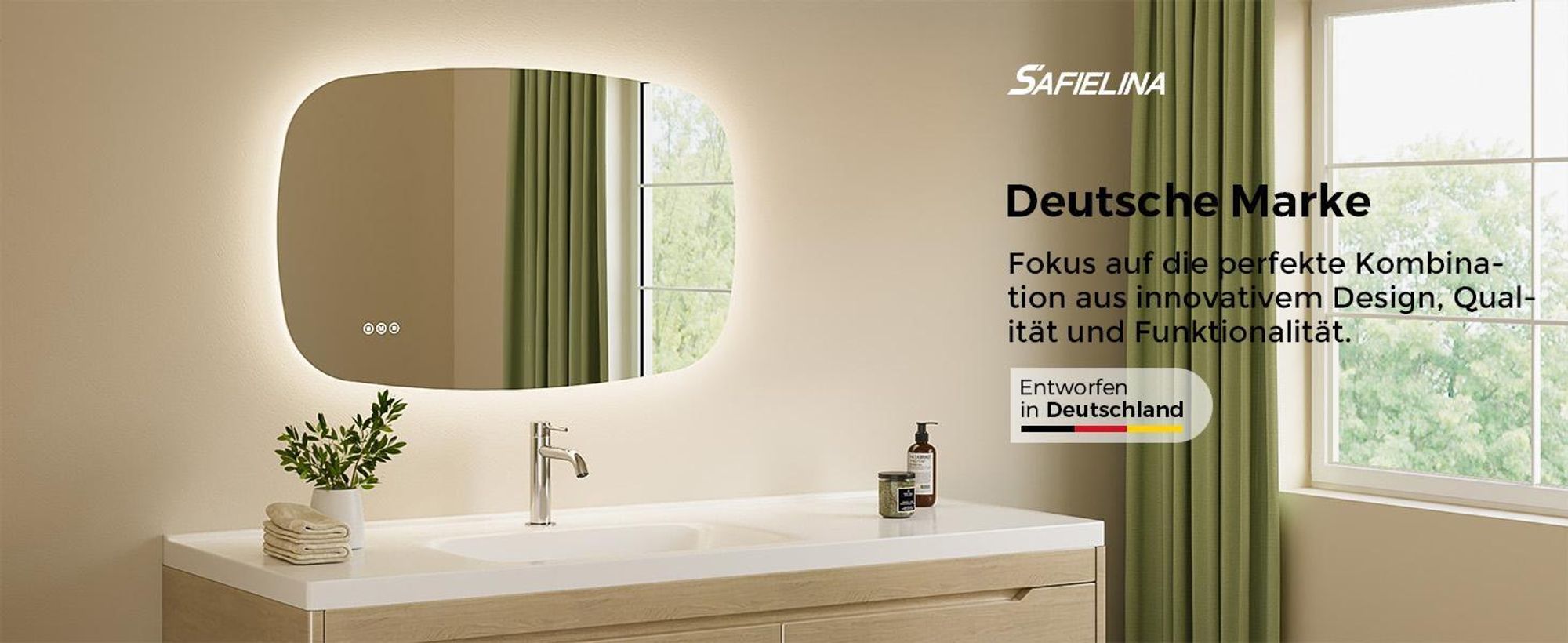 S'AFIELINA 80×50 cm Badspiegel mit Beleuchtung Oval LED spiegel mit Touch-Schalter, Dimmbar 3 Lichtfarbe Einstellbare, Beschlagfrei, Memory-Funktion