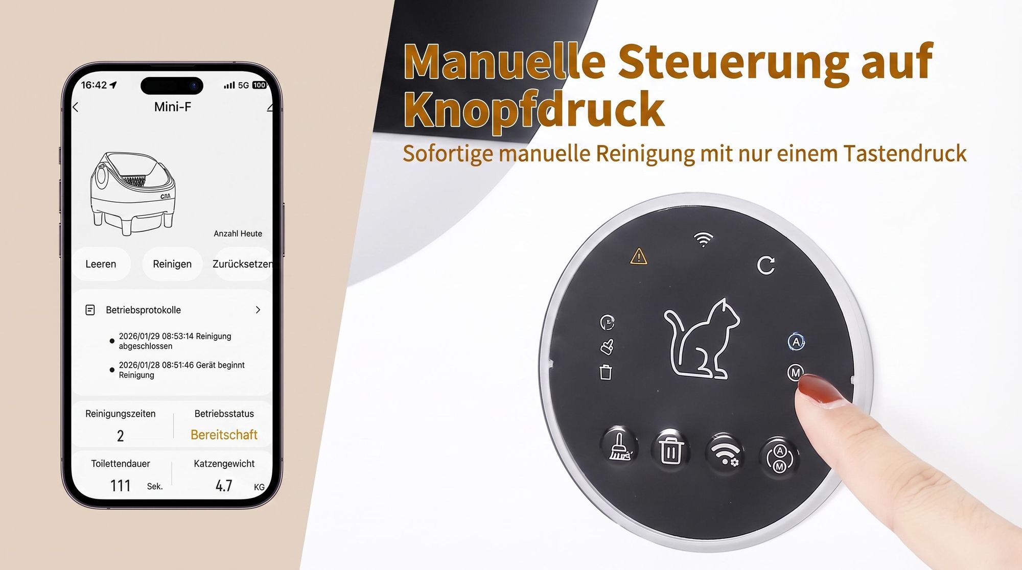 Selbstreinigende Katzentoilette 76L XXL Katzenklo mit App-Steuerung, für mehrere Katzen, 8-fach Anti-Klemm-Sensoren, geruchsarm, leise, LED-Nachtlicht