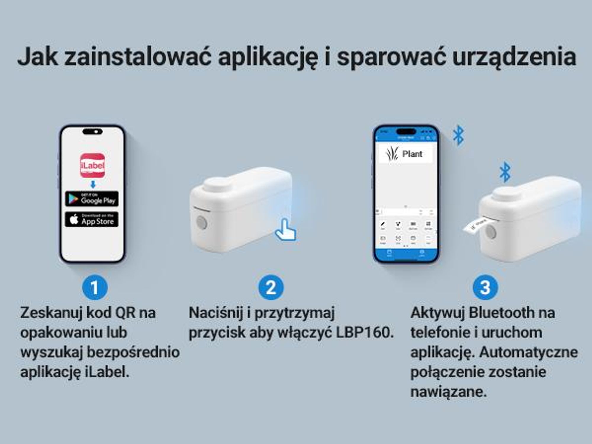 Mini drukarka etykiet z Bluetooth, ponad 1700 symboli, z akumulatorem – August LBP160W