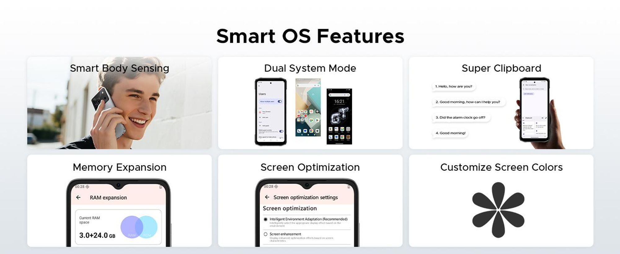 DOOGEE Note 56, chytrý telefon, Android 16, 6,56" displej s obnovovací frekvencí 90 Hz, rozlišení HD+, baterie 6150 mAh, 24 GB RAM + 64 GB interní paměti, podpora 4G, dual SIM, 8MP fotoaparát, rozpoznávání obličeje, podpora OTG, bez smlouvy