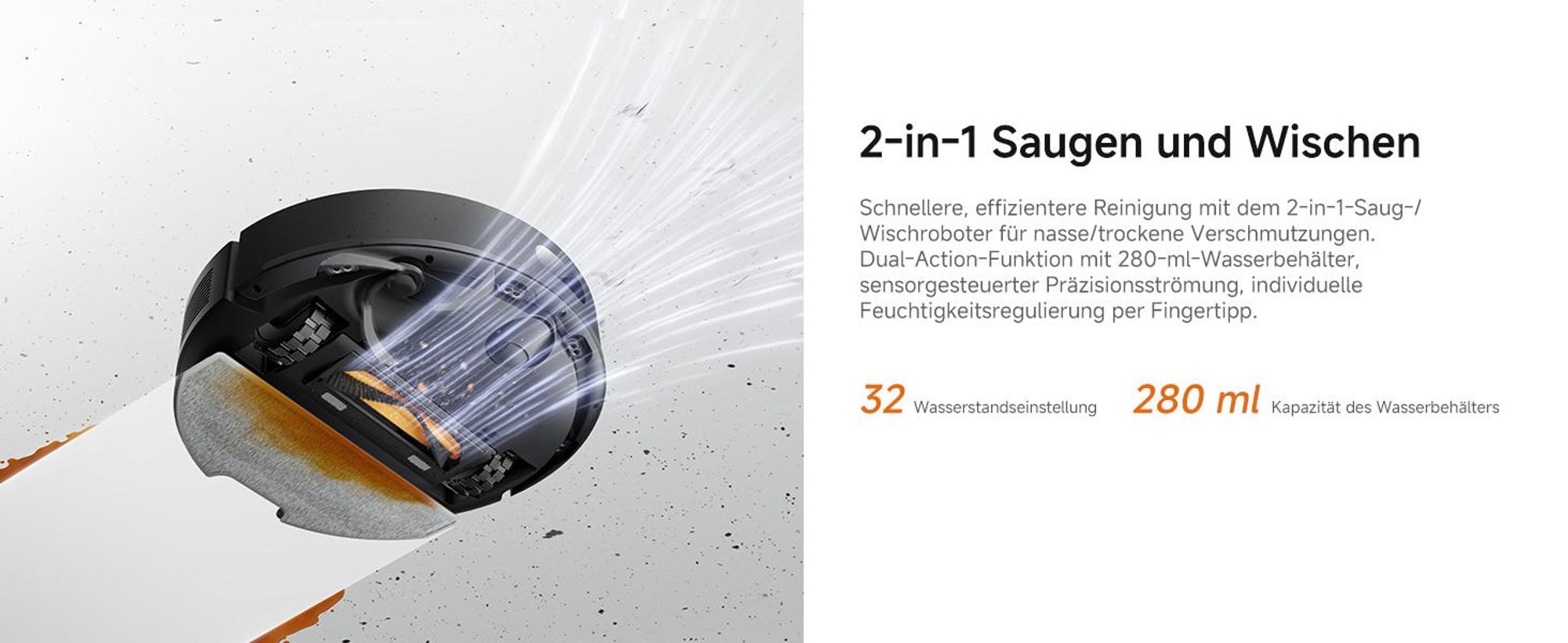 Dreame D20 Air Plus Saug- und Wischroboter mit 20.000Pa Saugkraft,Verwicklungsschutz,selbstentleerendem Dock,Teppich-Tiefenreinigung,Smart-Navigation