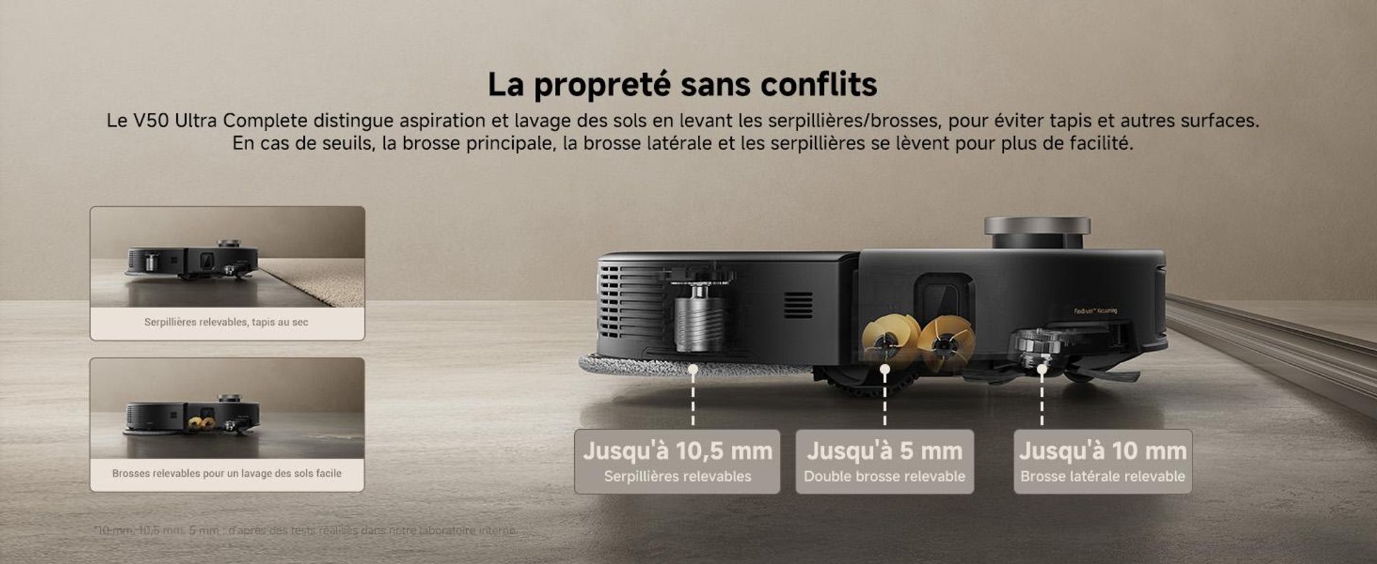 MOVA V50 Ultra Complete Robot Aspirateur Laveur, Vidage Automatique, 24 000 Pa, Lavage Thermique DuoSolution, Navigation FlexiRise, StepMaster, Noir