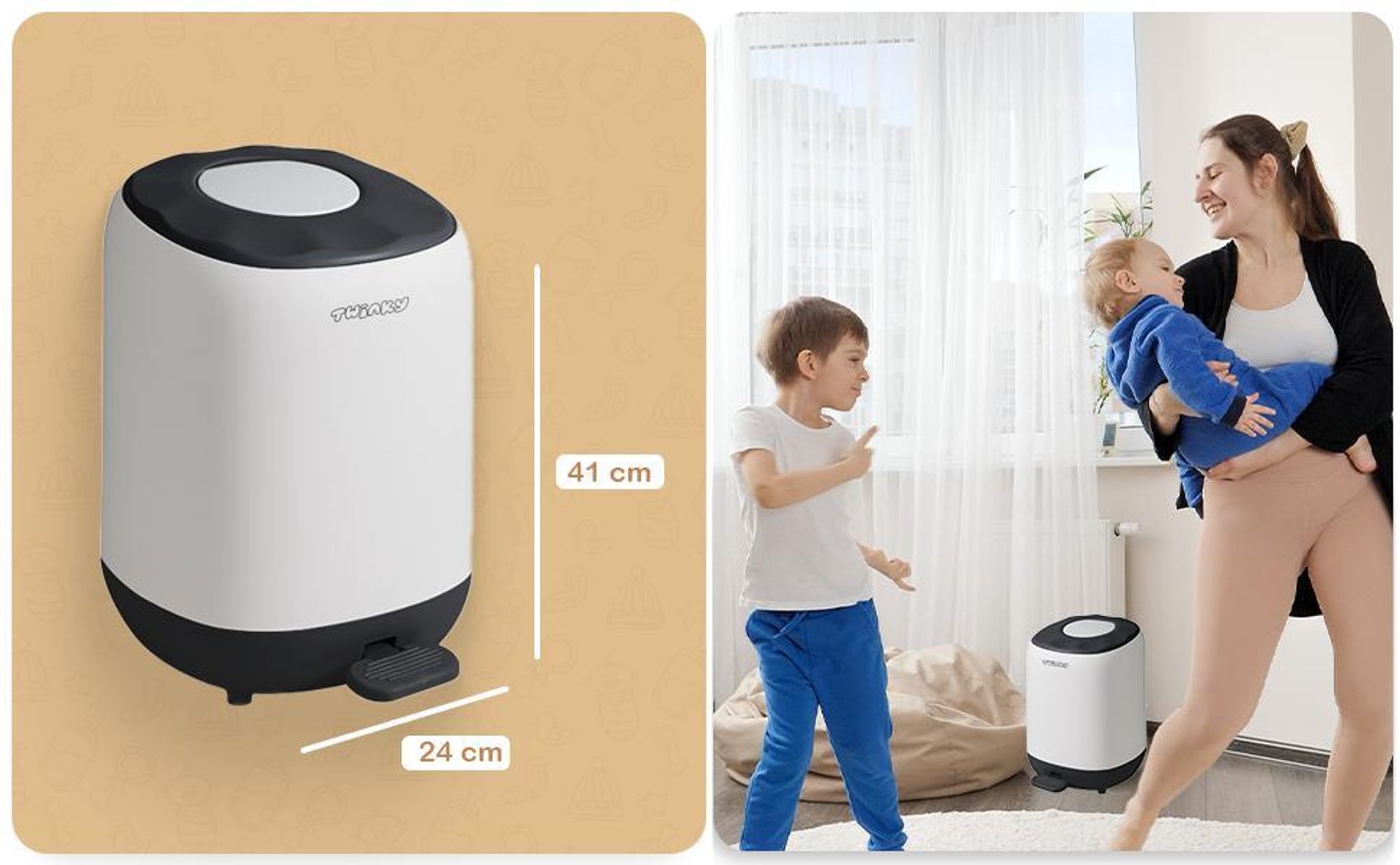 Windeleimer v2 - Twinky - Fassungsvermögen 16L - Wasserdicht - Schwarz