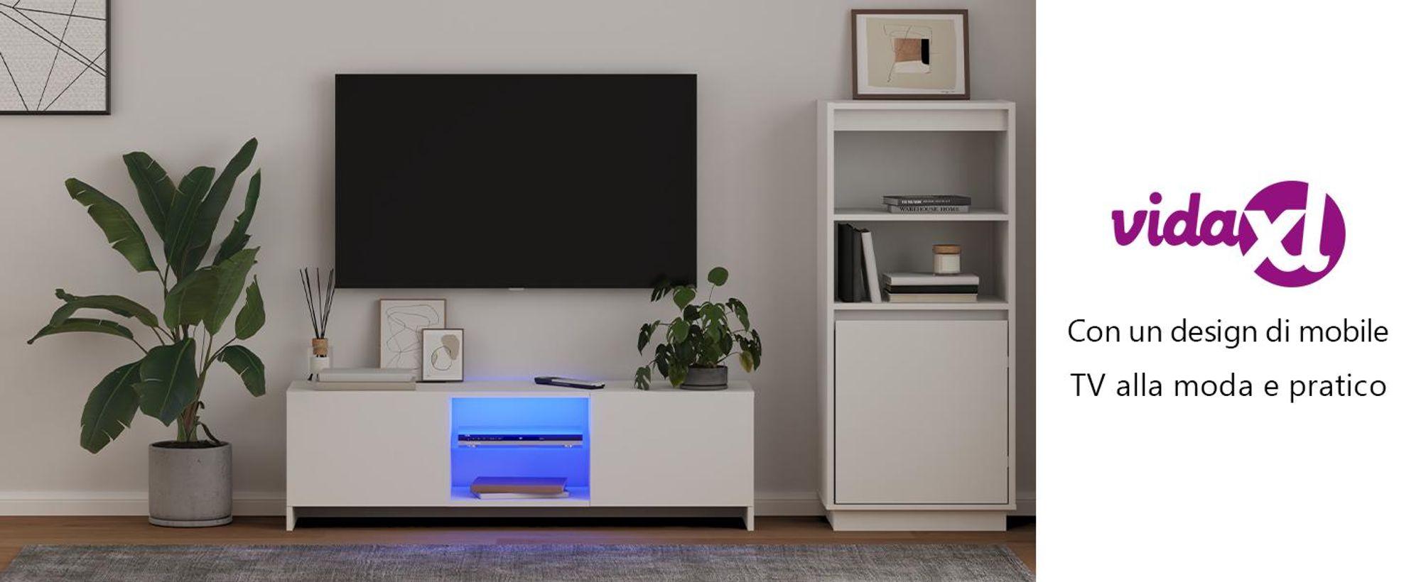 Mobile TV con luci LED bianco 120x30x35,5 cm
