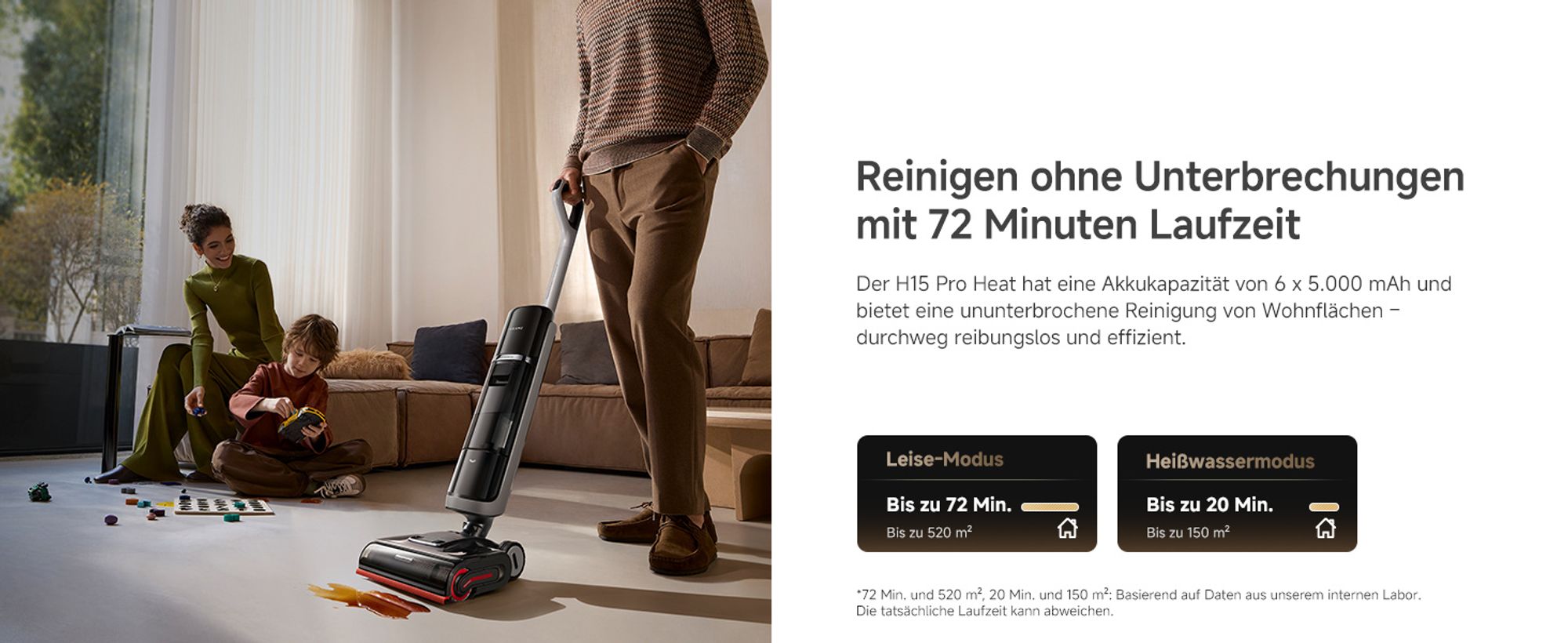 DREAME H15 Pro Heat Kabelloser Staubsauger, Nass/Trocken 2in1, 22000 Pa Saugleistung, 85℃ Heißwasser automatische Reinigung,Tangle-Free-Technologie