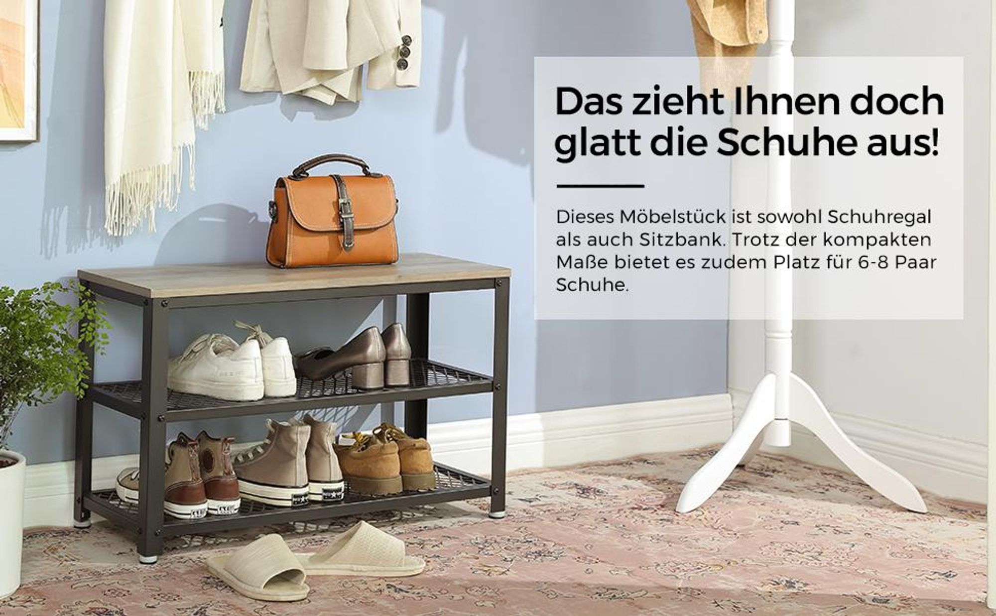 VASAGLE Schuhbank, Sitzbank, 73 x 45 x 30 cm, greige